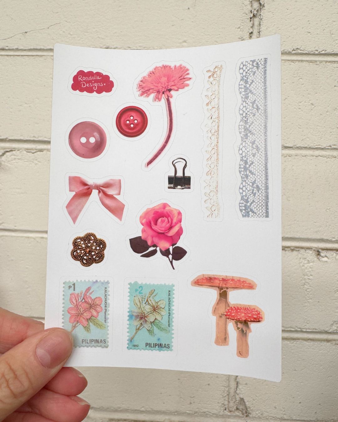 Buttons and Bows - Vintage Inspired A5 Sticker Sheet