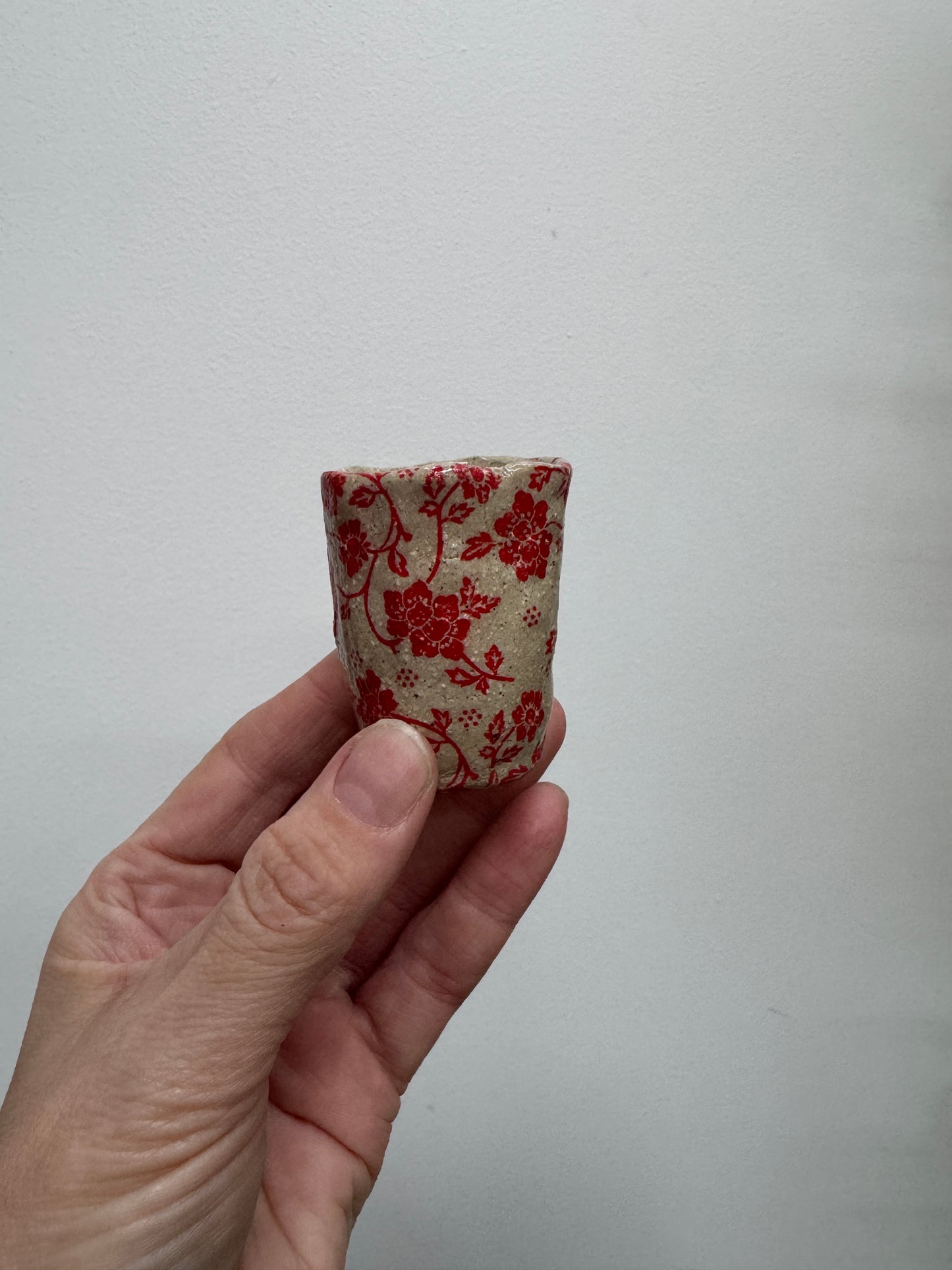 Small Ceramic Vase | Speckle Clay | Red Floral