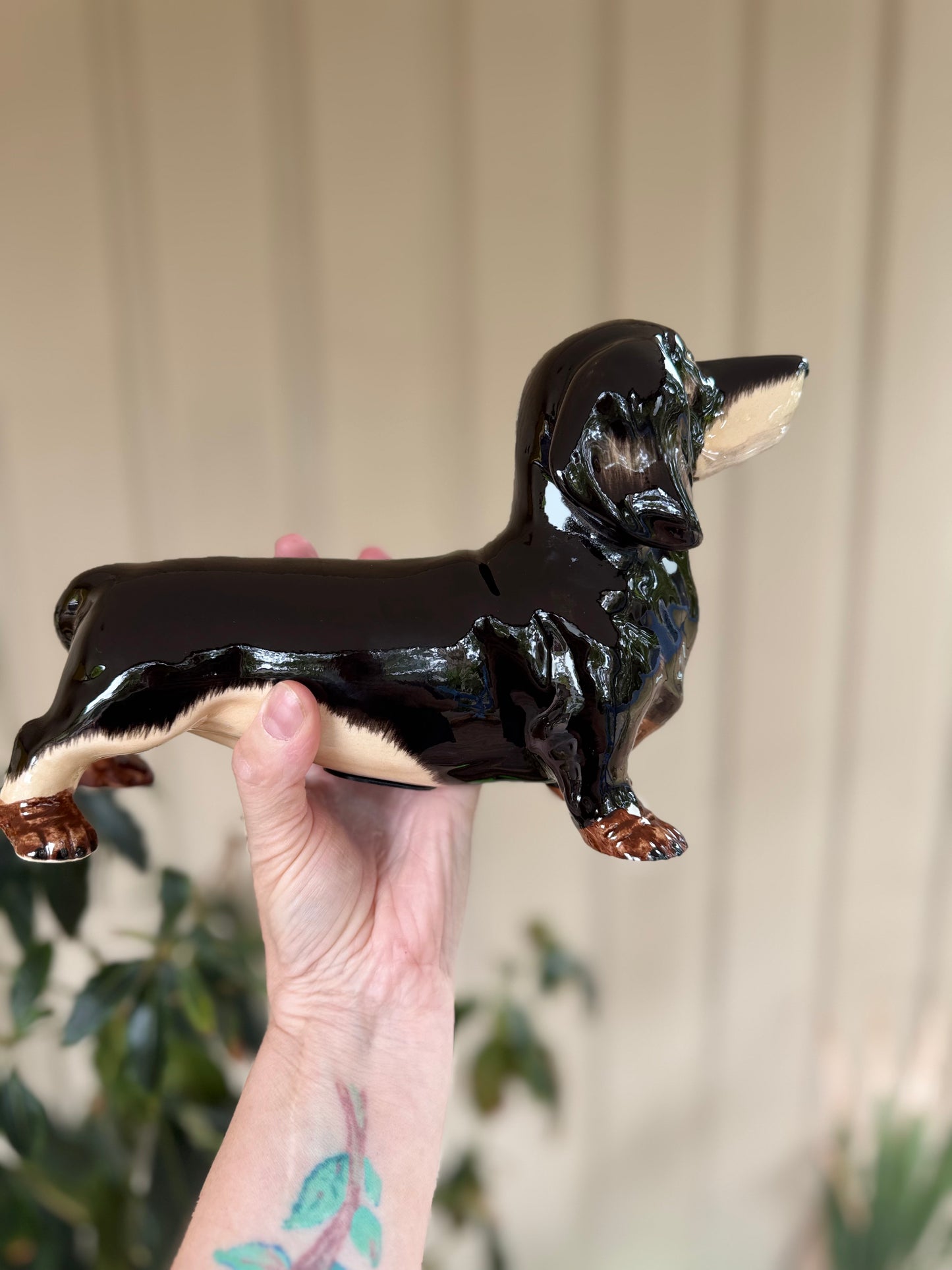 Dachshund Ceramic Money Box (Black)