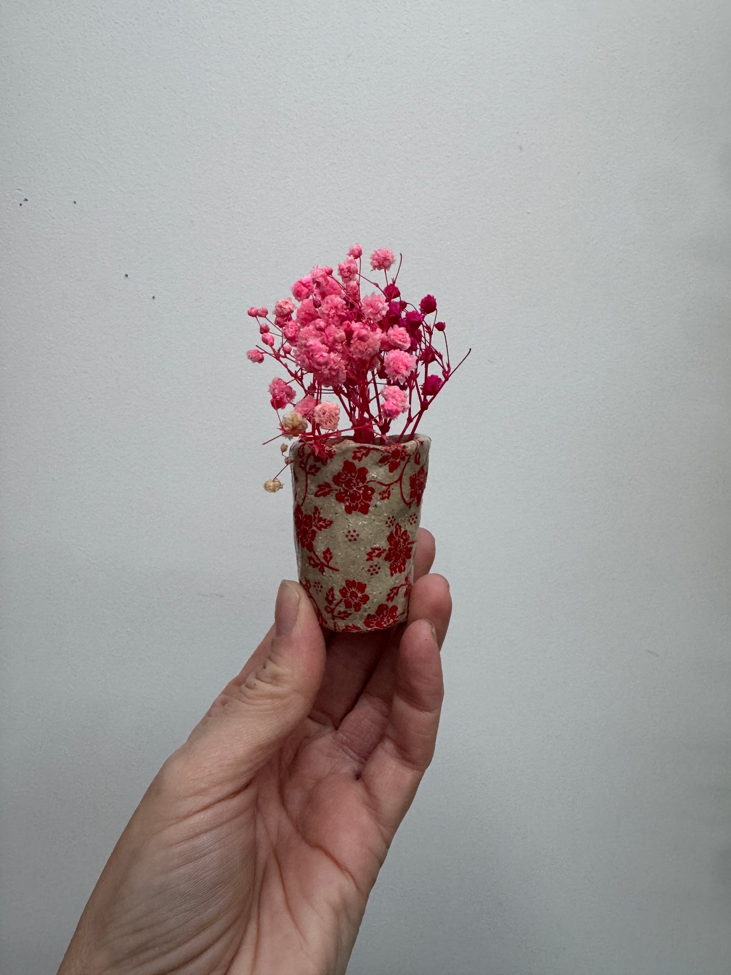 Small Ceramic Vase | Speckle Clay | Red Floral