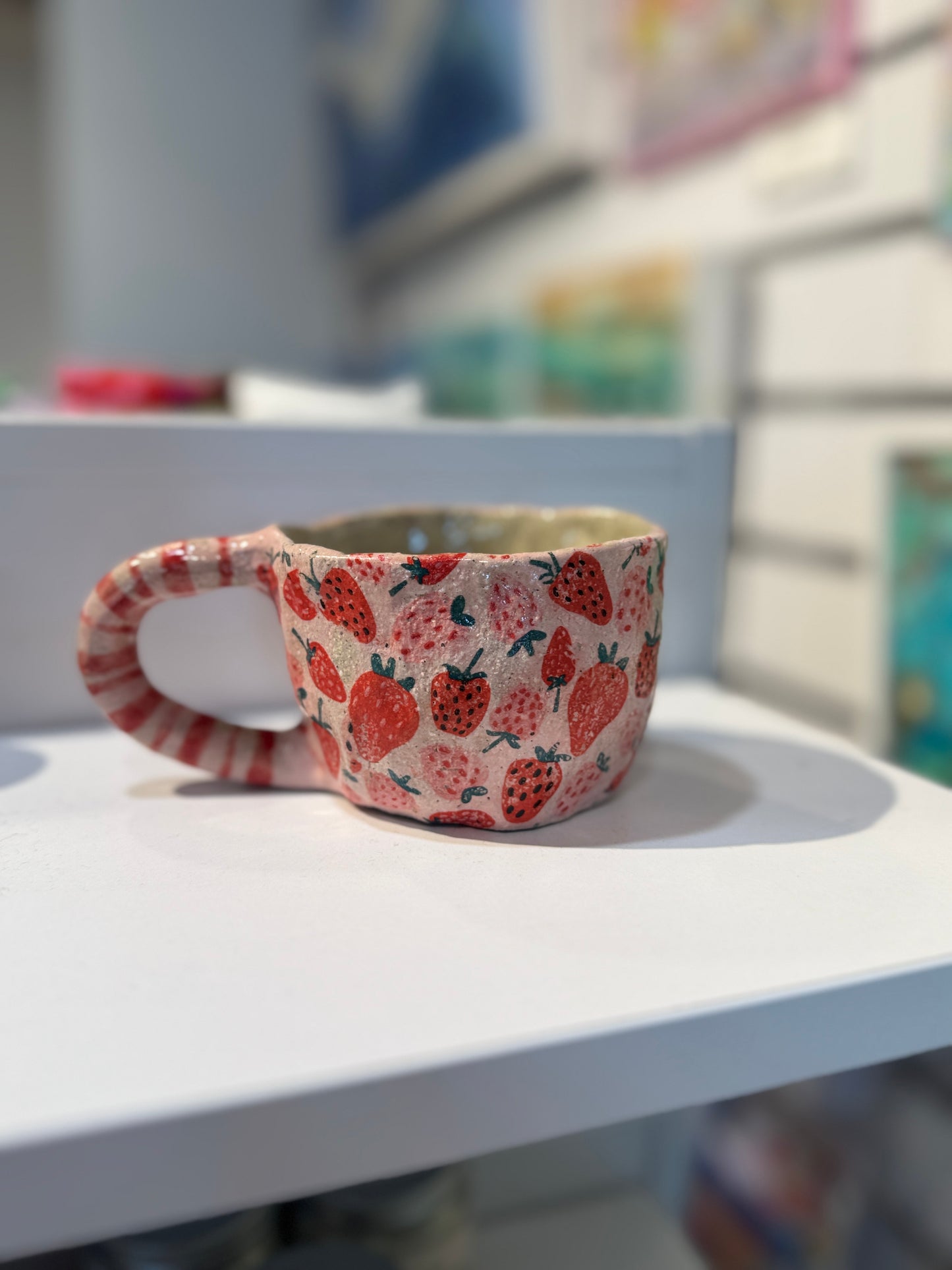 *Strawberry Love – One of a Kind Handbuilt Ceramic Mug