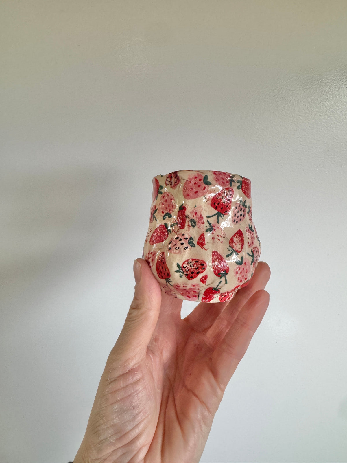 Handbuilt Ceramic Strawberry Vase or Mug