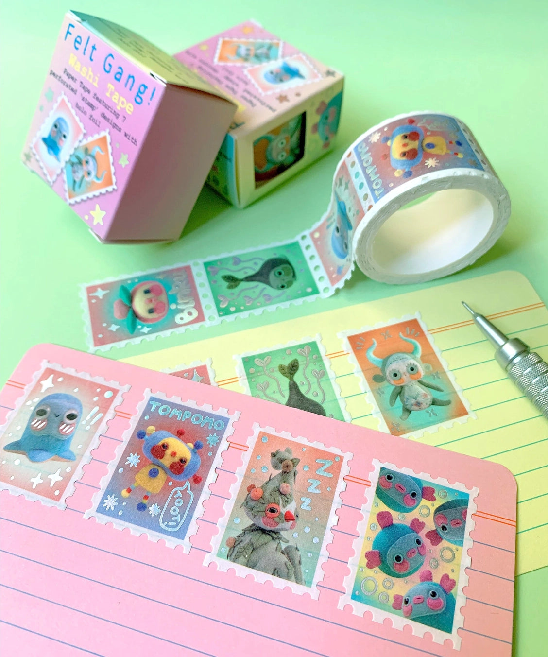 Hannakin Washi Tape - Felt Gang - Holographic Stamp Washi Tape