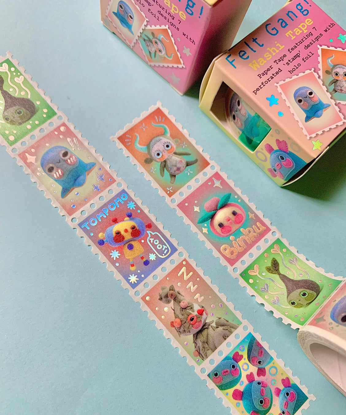 Hannakin Washi Tape - Felt Gang - Holographic Stamp Washi Tape