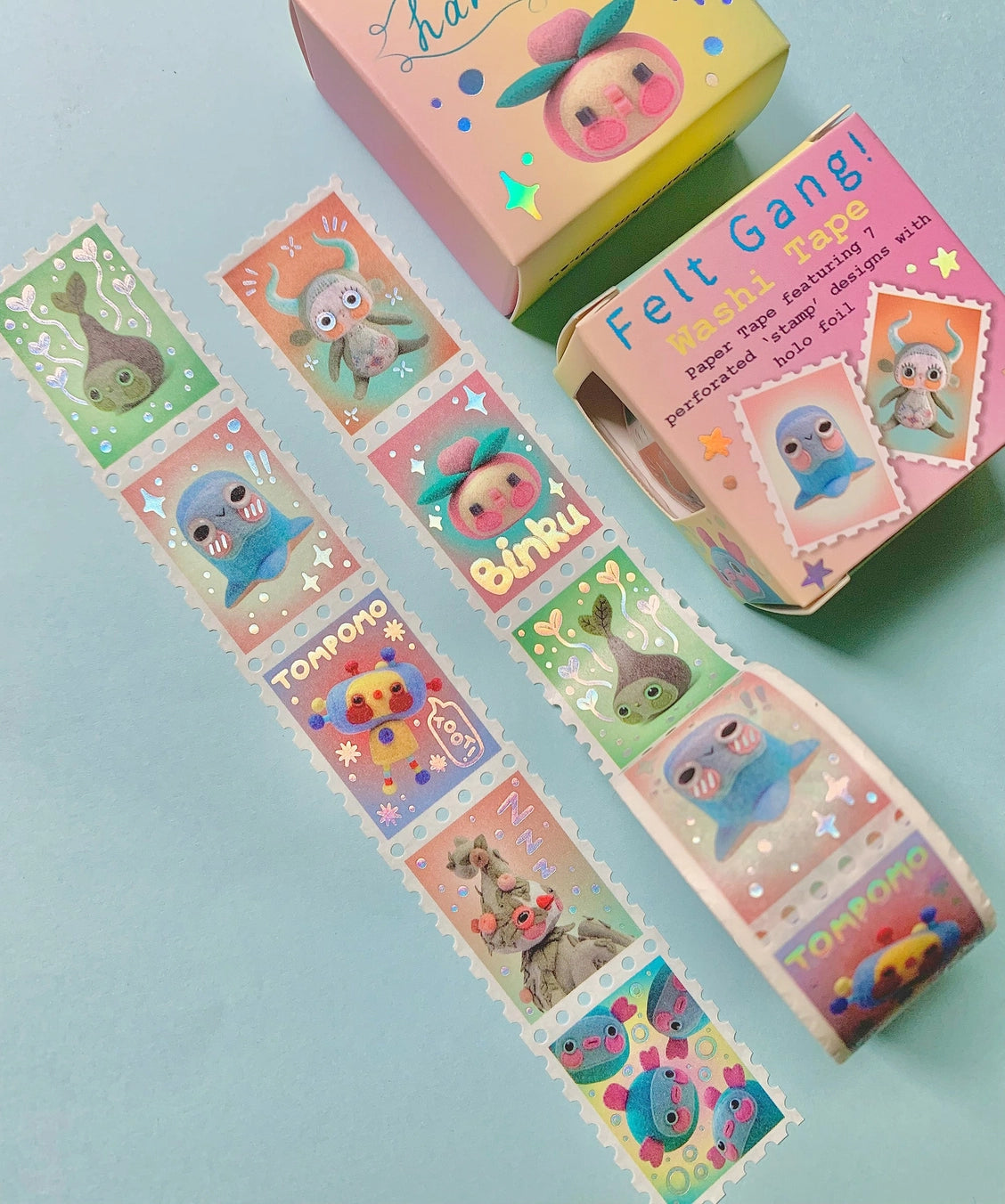 Hannakin Washi Tape - Felt Gang - Holographic Stamp Washi Tape