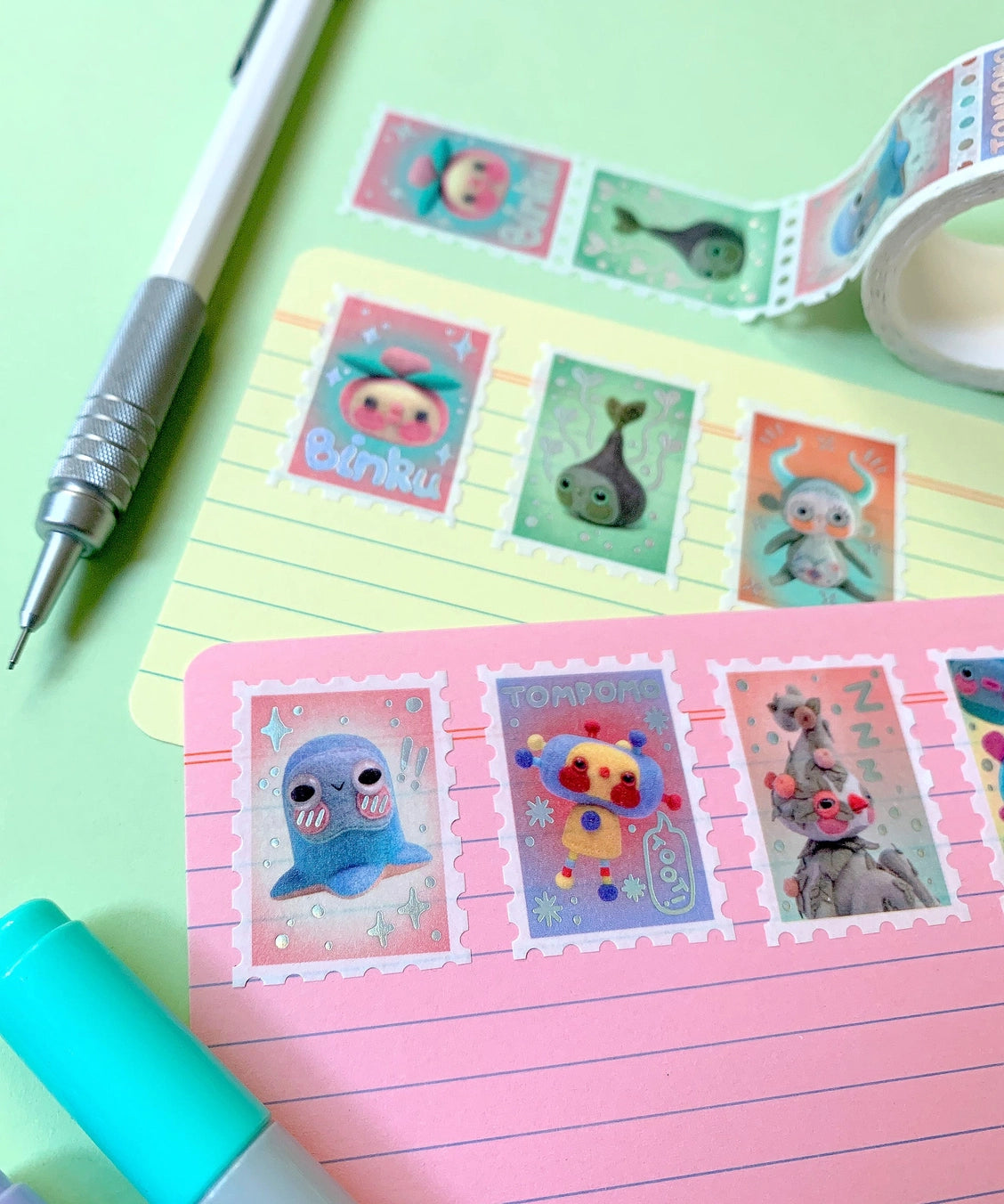 Hannakin Washi Tape - Felt Gang - Holographic Stamp Washi Tape