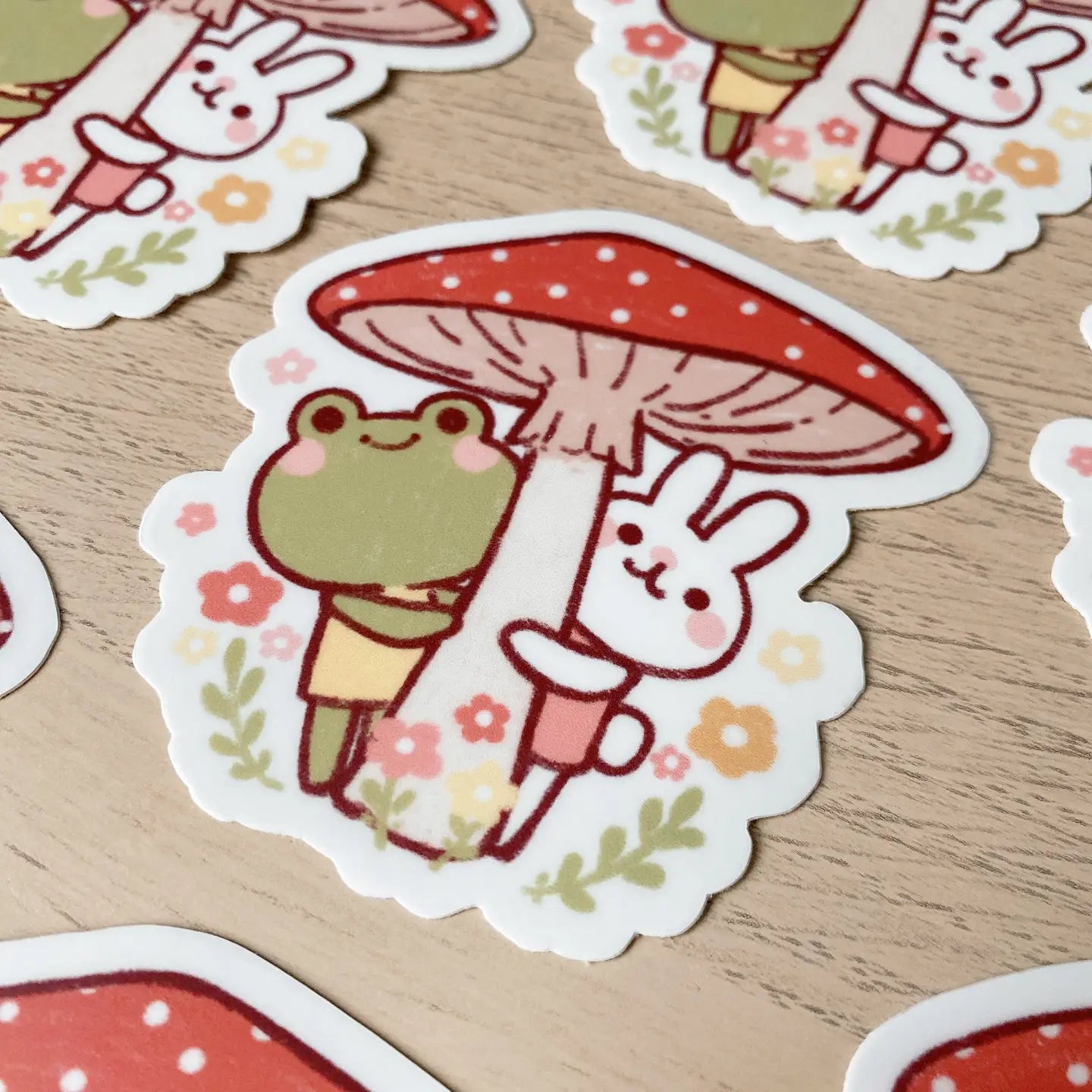 Cherry Rabbit Frog & Rabbit Sticker