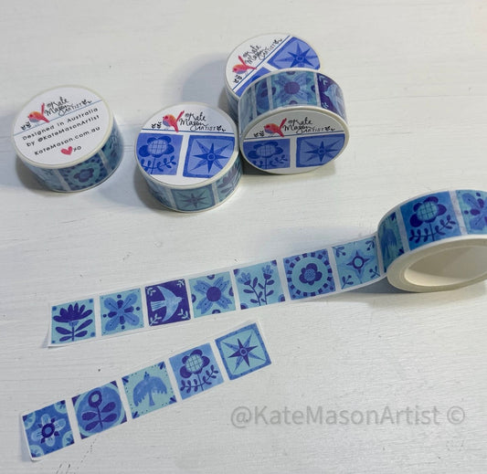 Kate Mason Washi Tape - Patchwork Blues