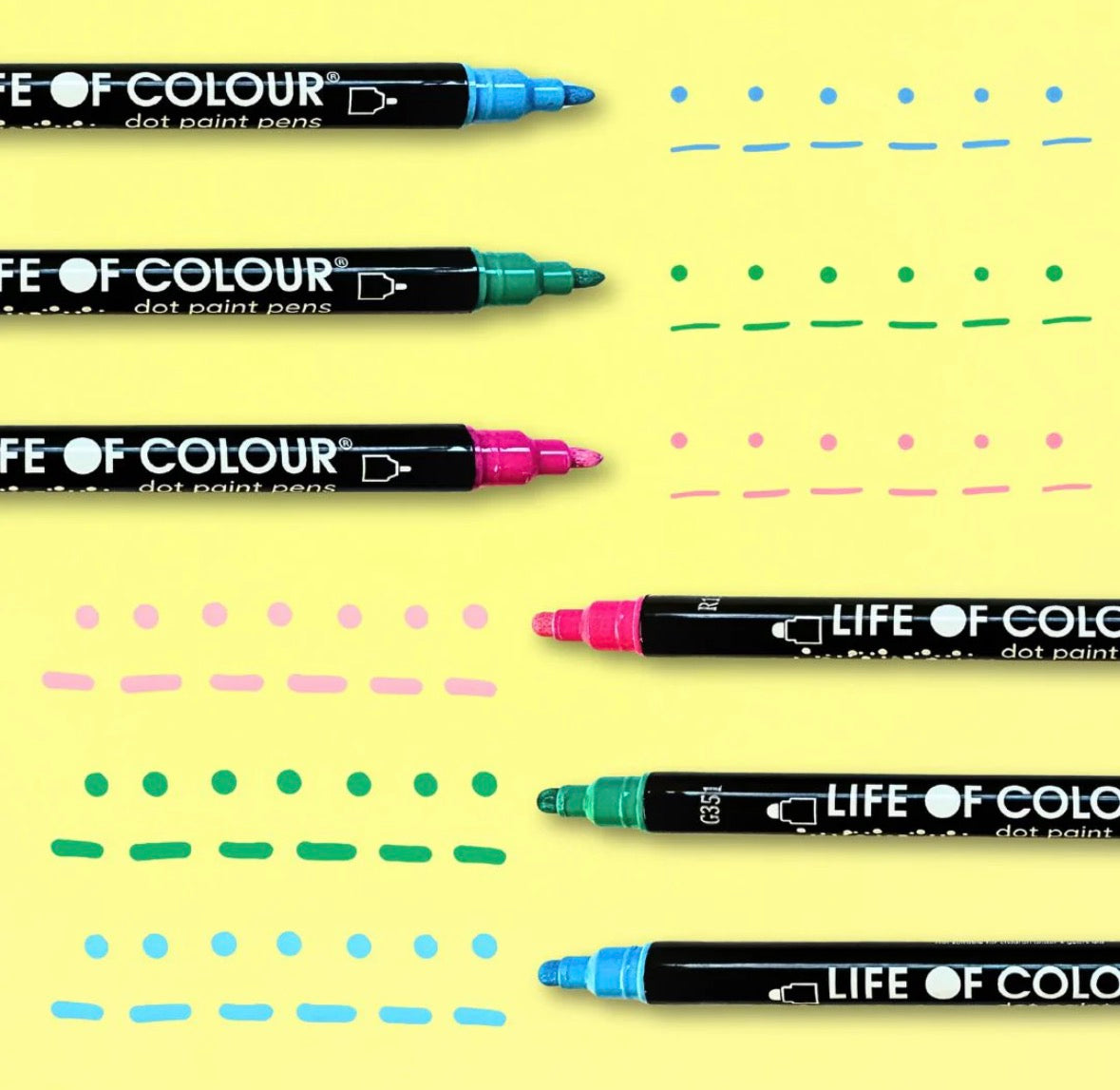 Dot-A-Licious Acrylic Paint Pens - Set of 12 Bright Colours by Life Of Colour