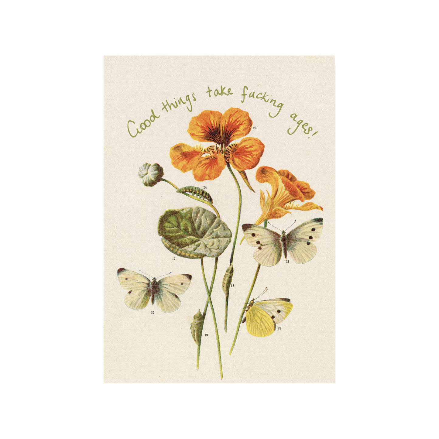 Good Things Take F*cking Ages Printable Wall Art – Vintage Floral Quote Print, Motivational Office Decor, Instant Download Poster