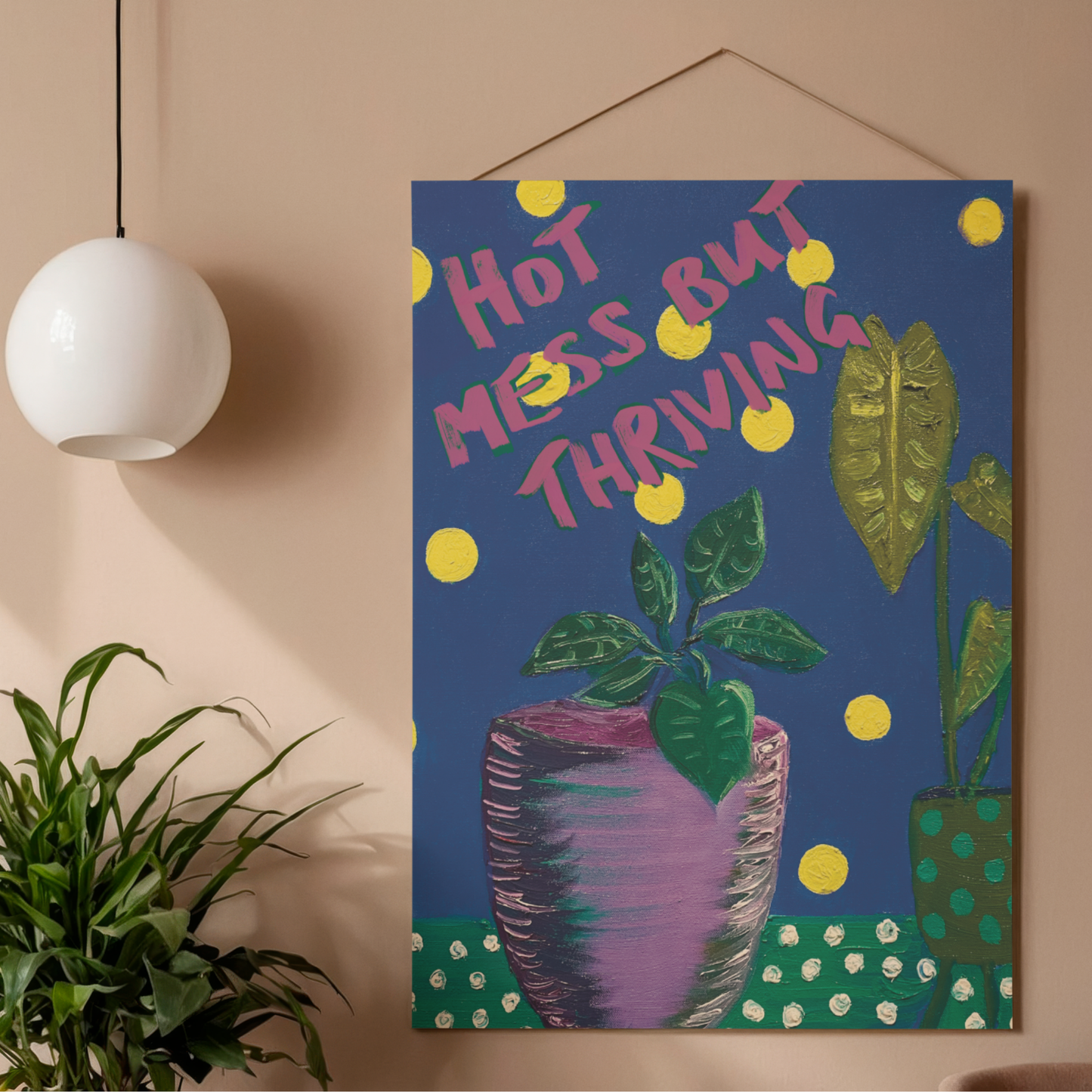 Hot Mess But Thriving Printable Wall Art – Funny Motivational Quote Print, Office or Studio Poster, Instant Download