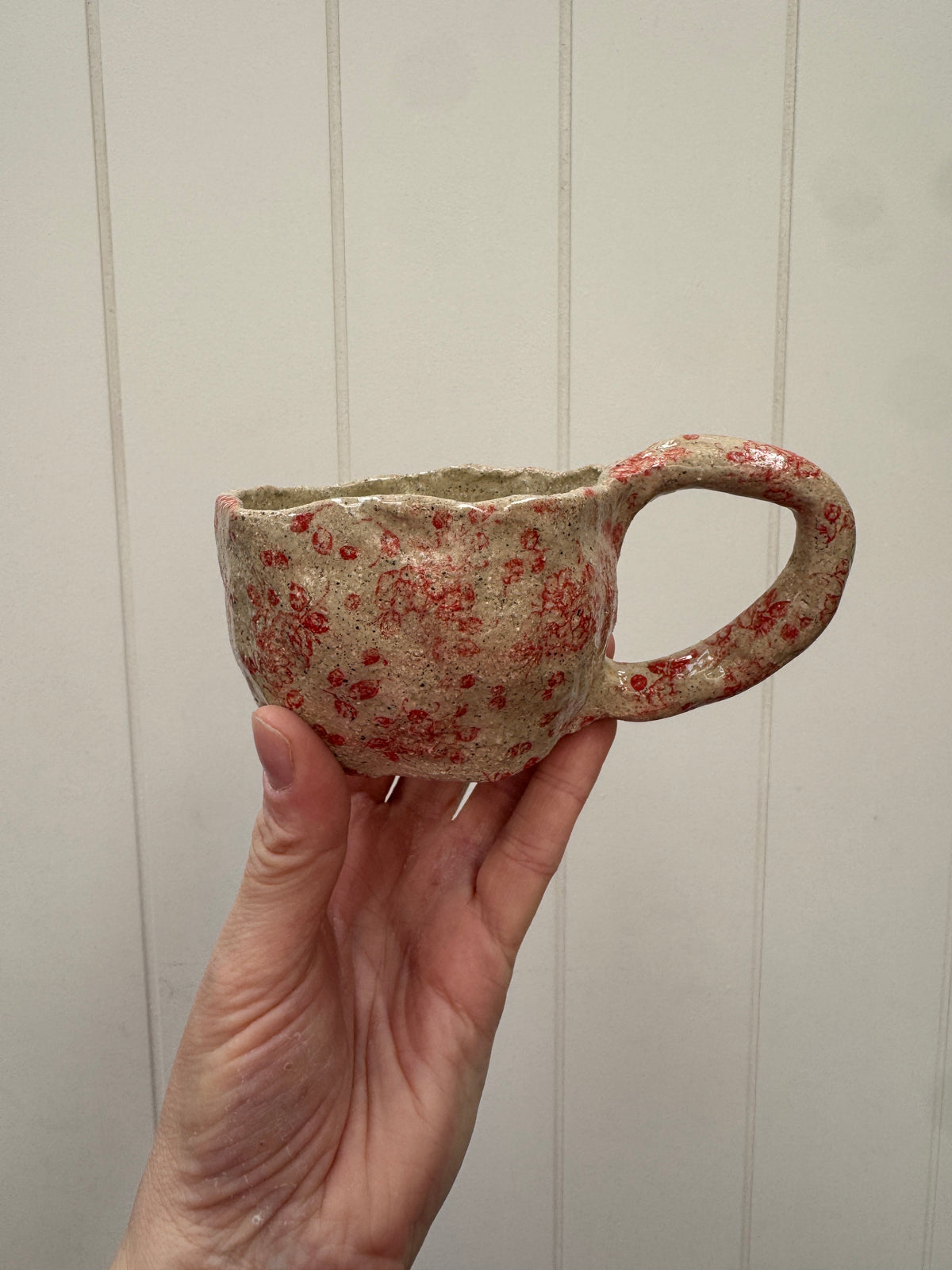 Red Florals – One of a Kind Handbuilt Ceramic Mug