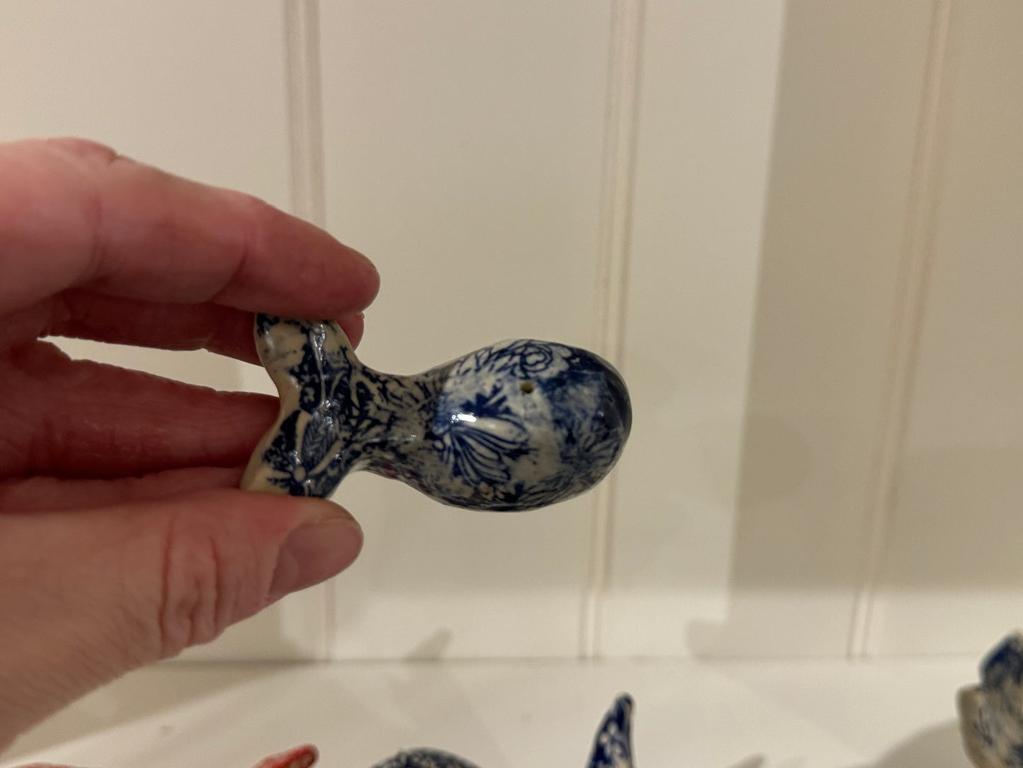 Ceramic Whale - Small Blue Florals