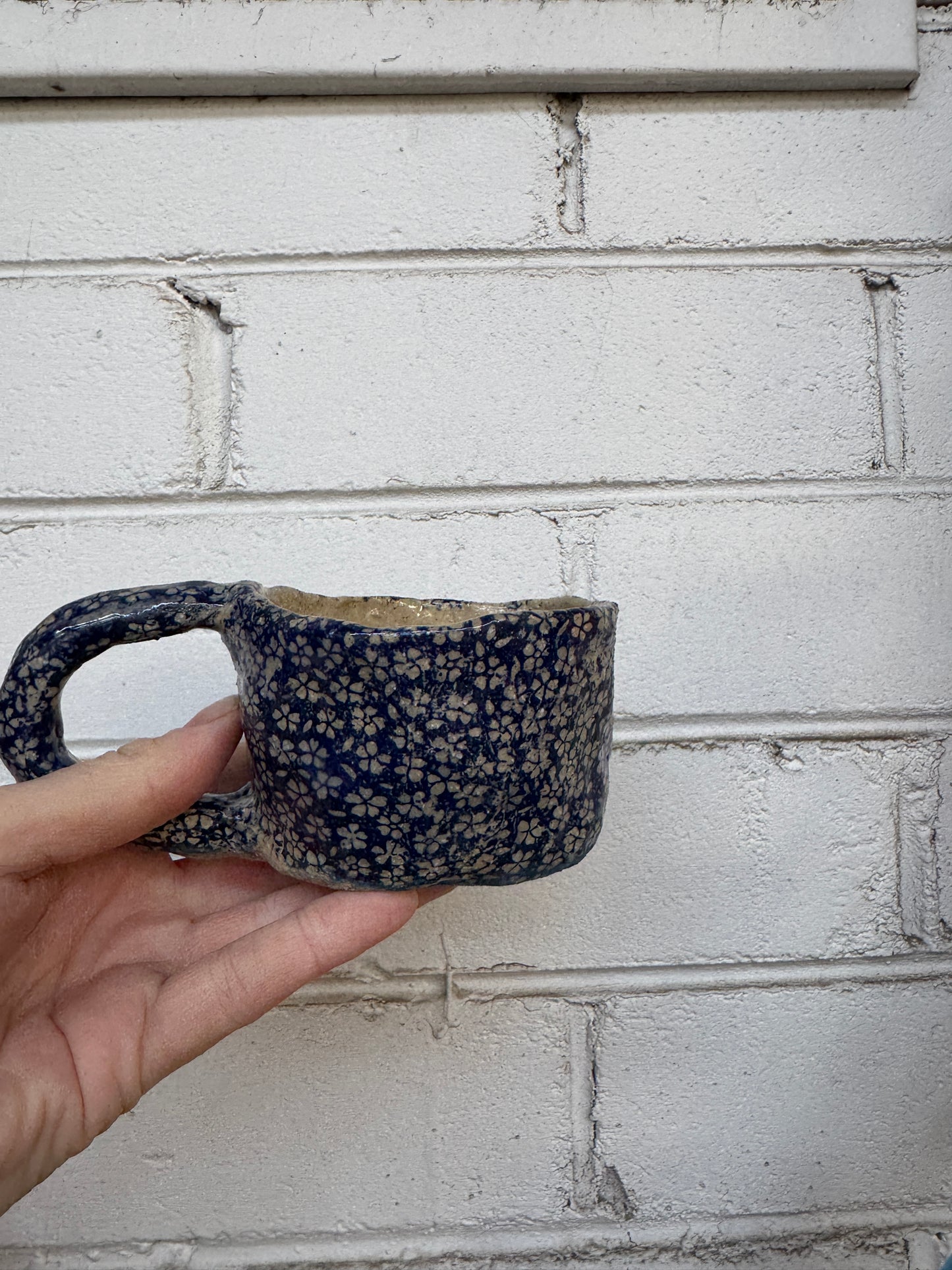 Blue Daisies – One of a Kind Handbuilt Ceramic Mug