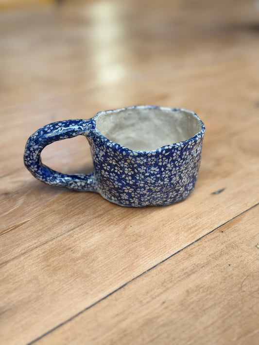 Blue Daisies – One of a Kind Handbuilt Ceramic Mug