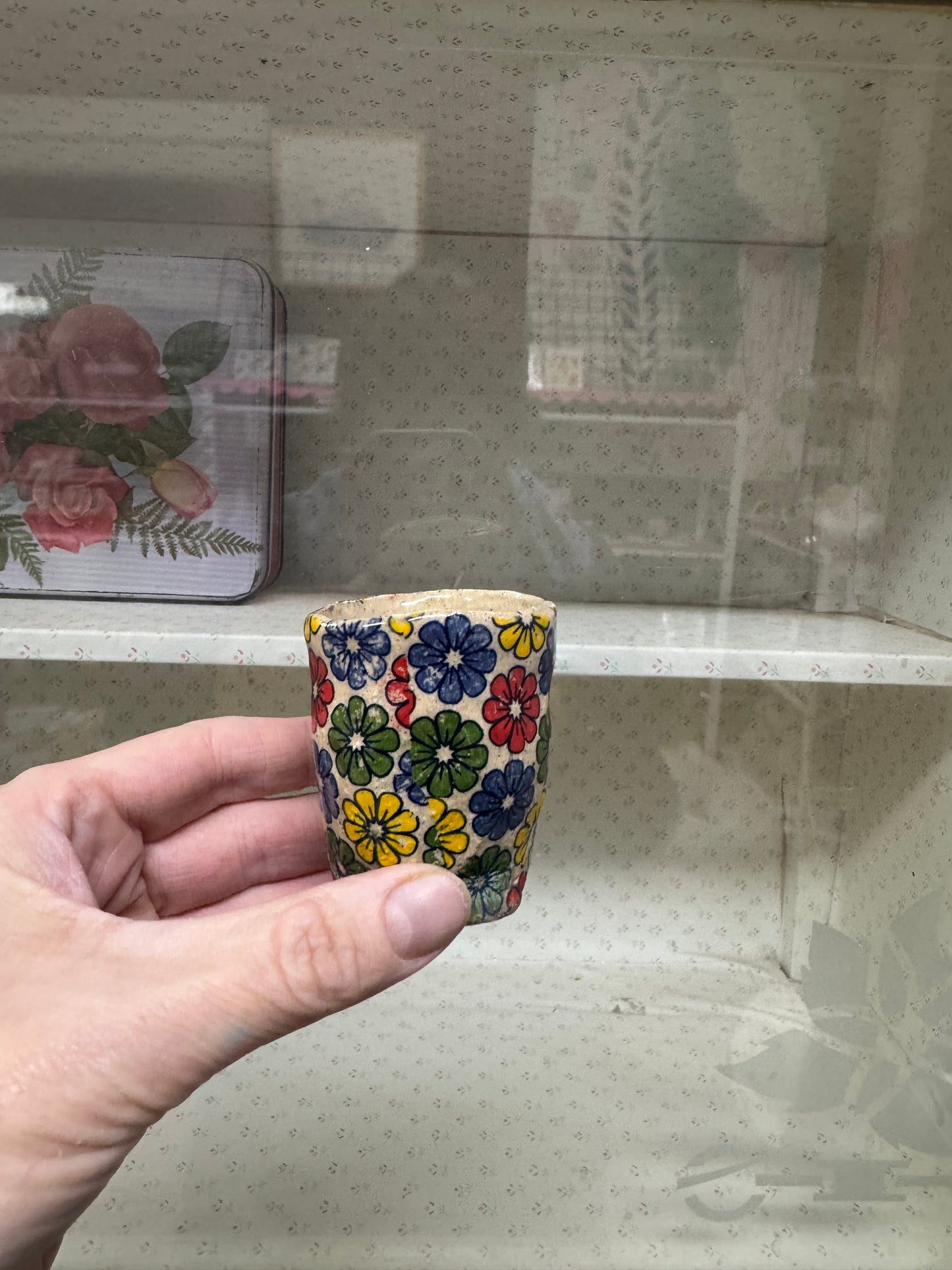 Retro Florals Handbuilt Cermaic Vase