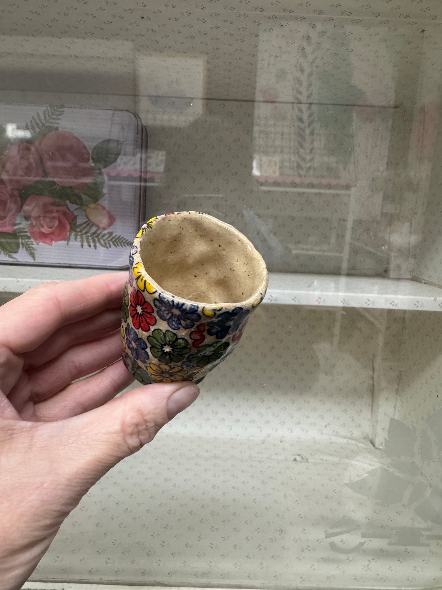 Retro Florals Handbuilt Cermaic Vase