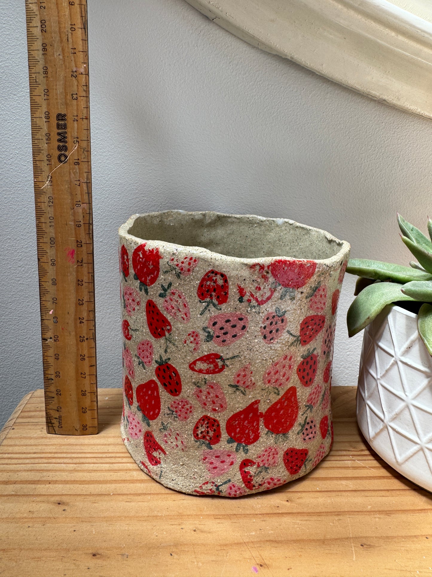 Handbuilt Ceramic Vase 11cm - Strawberries