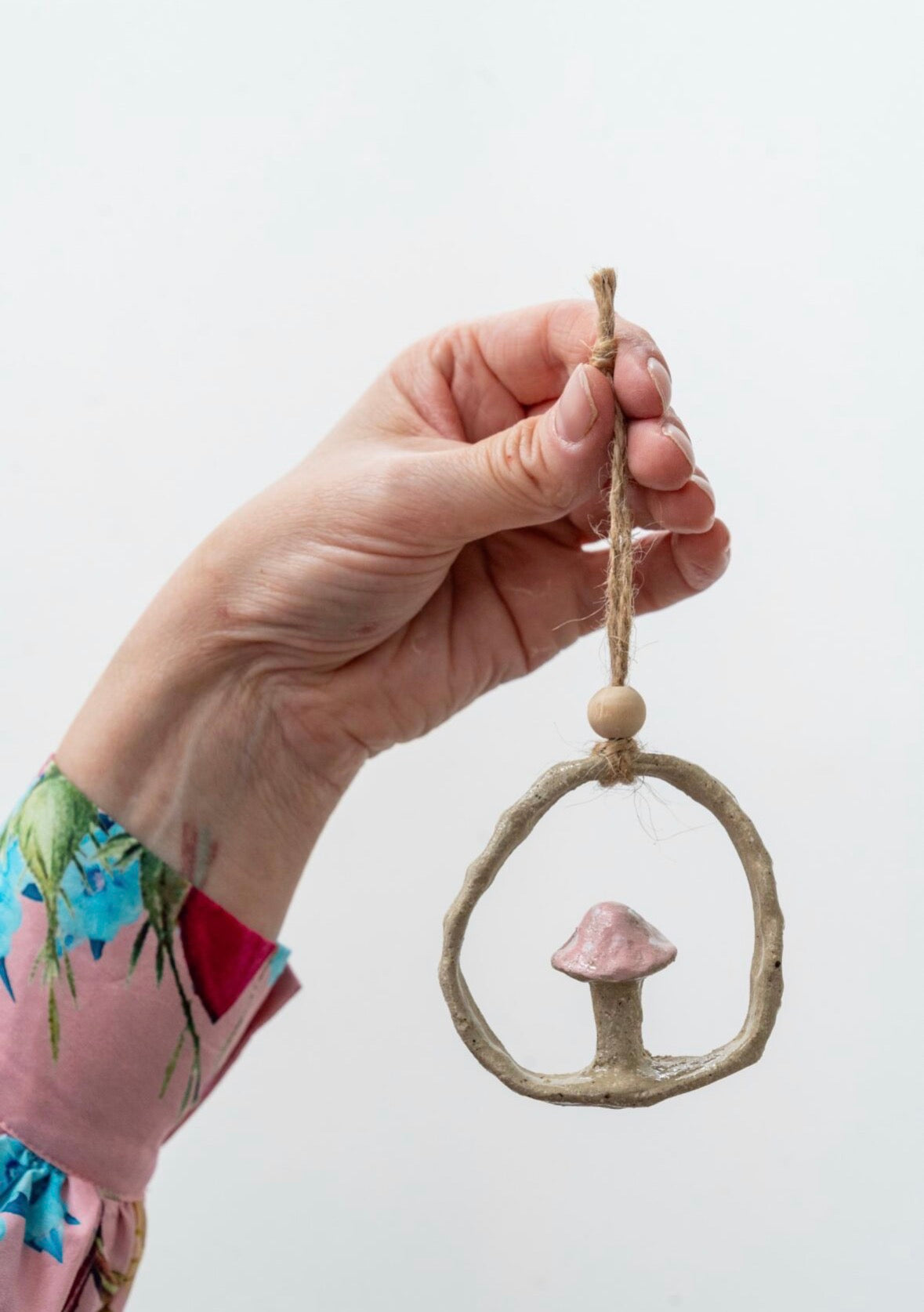 Ceramics - Pink Mushroom Wall Hanging