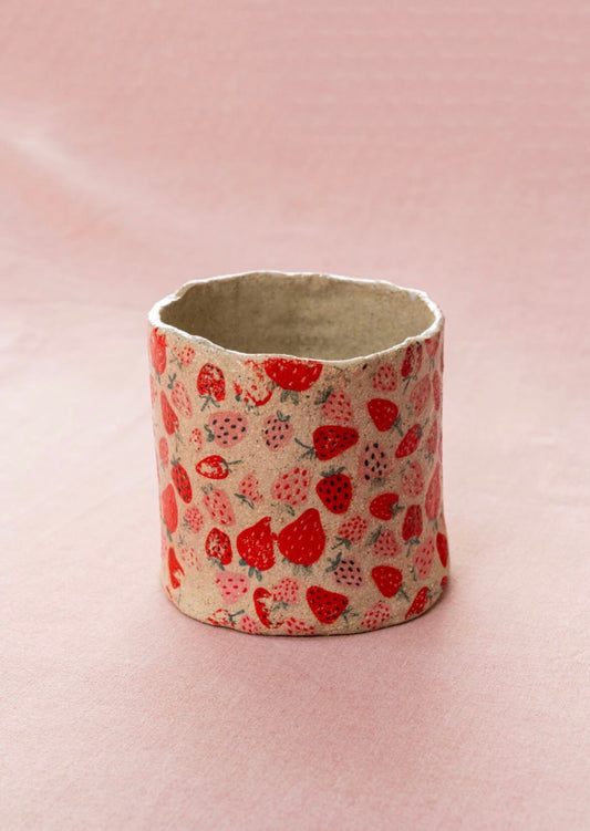 Handbuilt Ceramic Vase 11cm - Strawberries