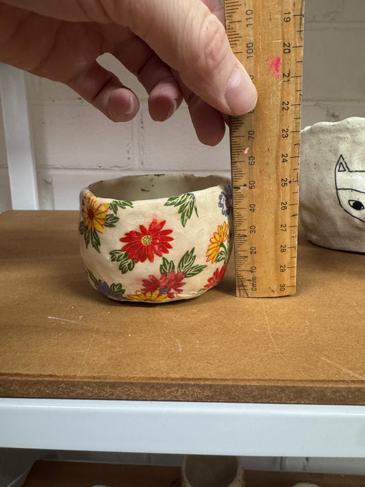 Ceramics - Purple, Red, Yellow Florals Handbuilt Vessel #2