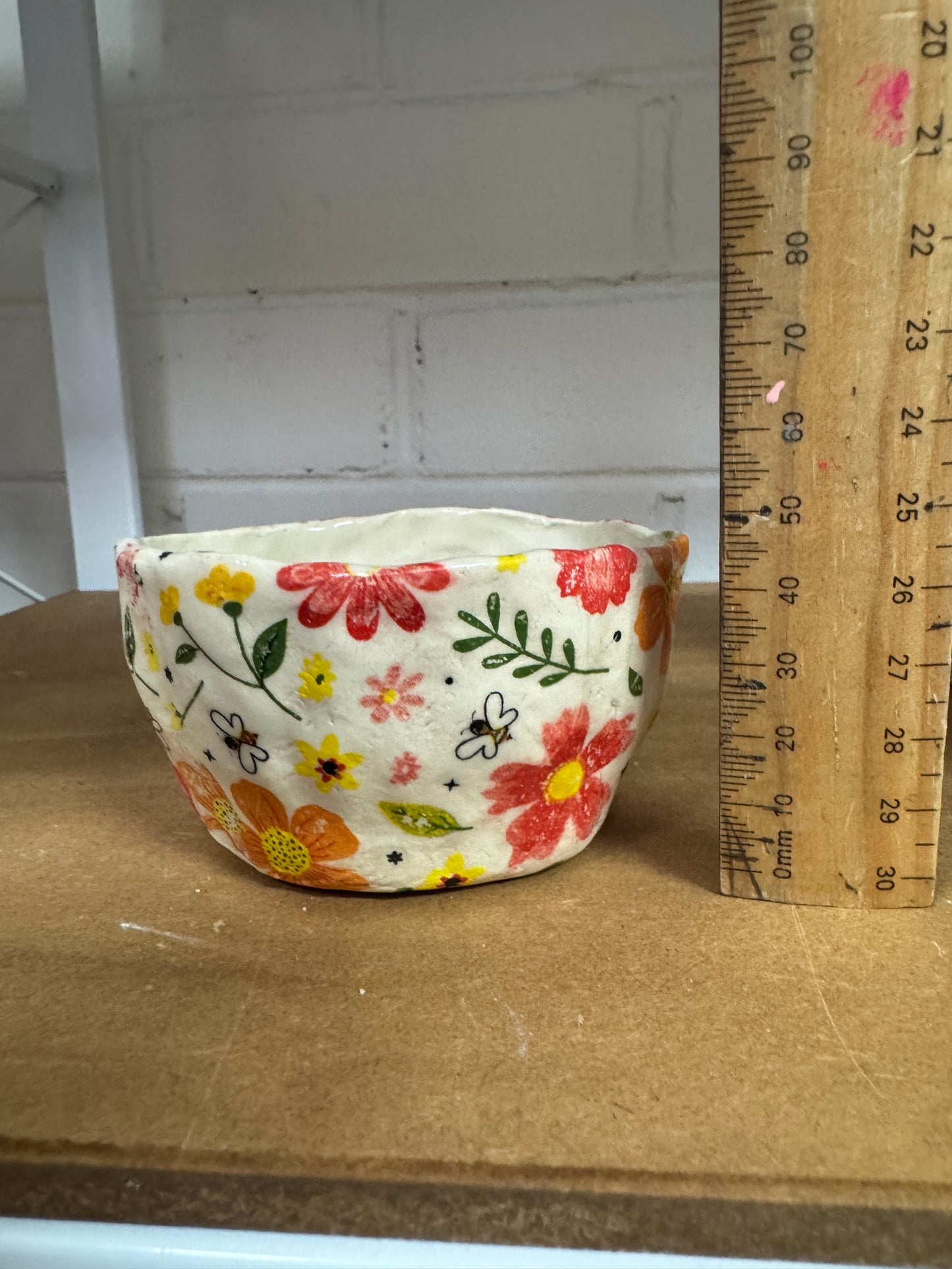 Ceramics - Bee Floral Handbuilt Vessel #1