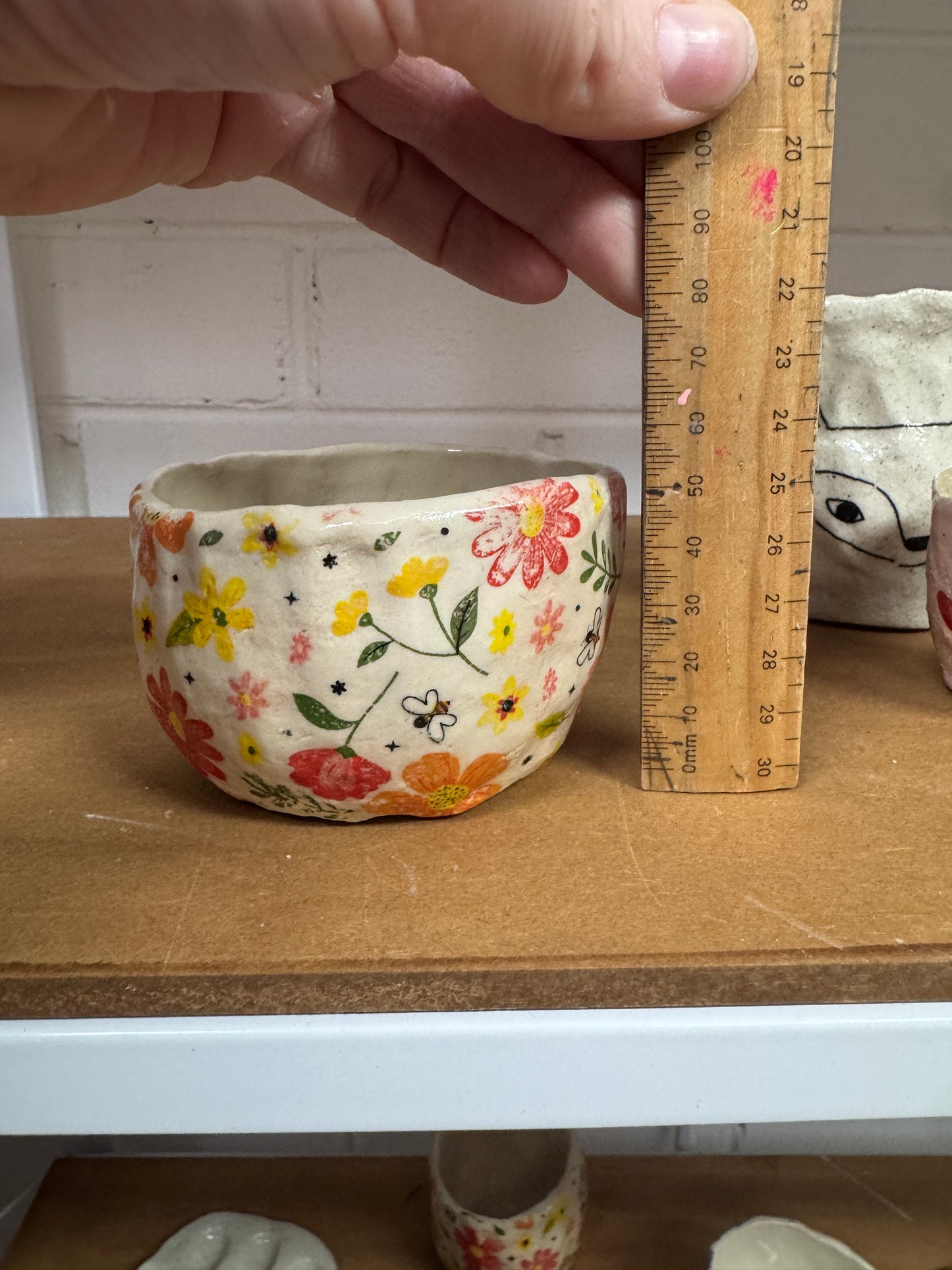 Ceramics - Bee Floral Handbuilt Vessel #2