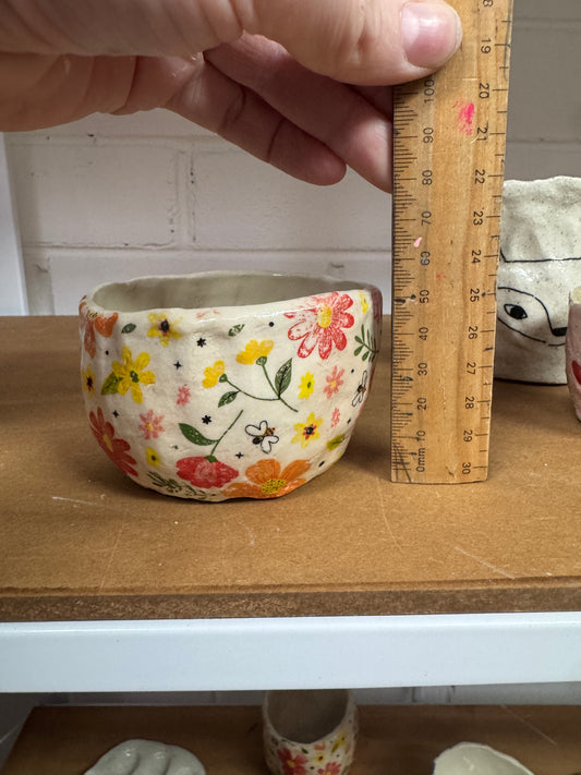 Ceramics - Bee Floral Handbuilt Vessel #2