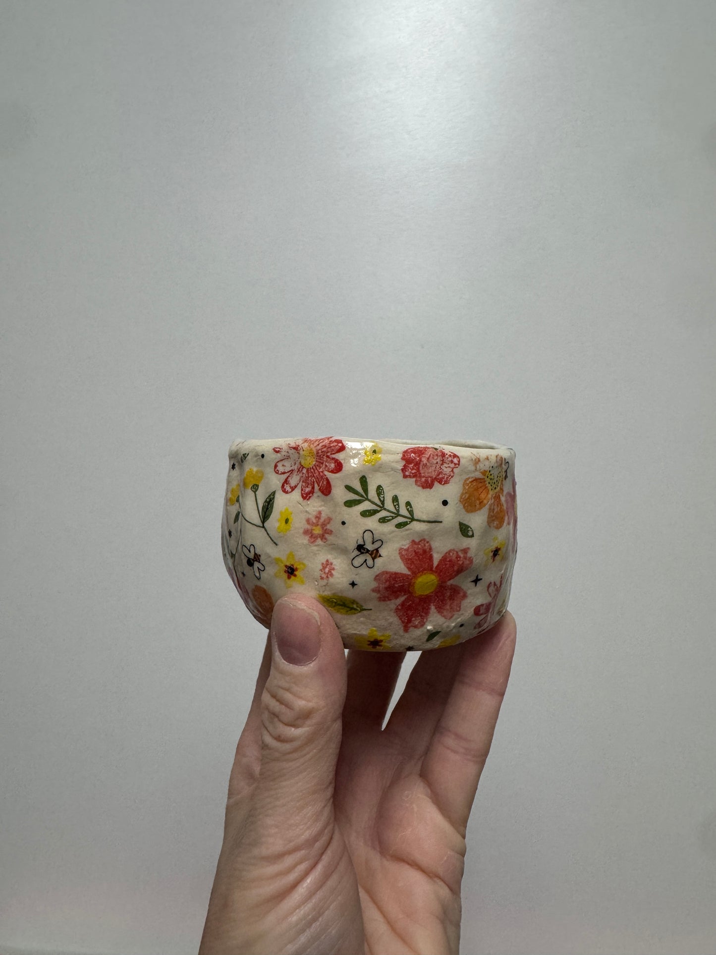 Ceramics - Bee Floral Handbuilt Vessel #2