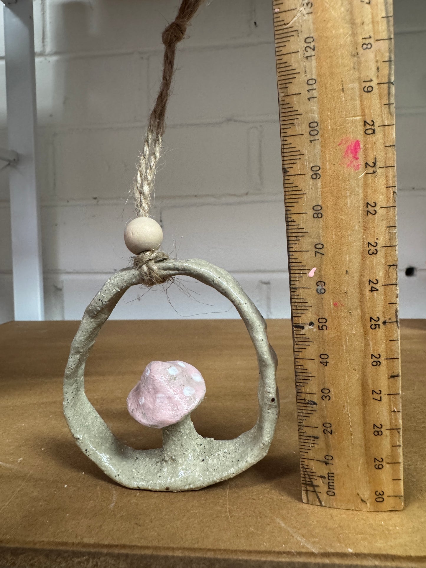 Ceramics - Pink Mushroom Wall Hanging