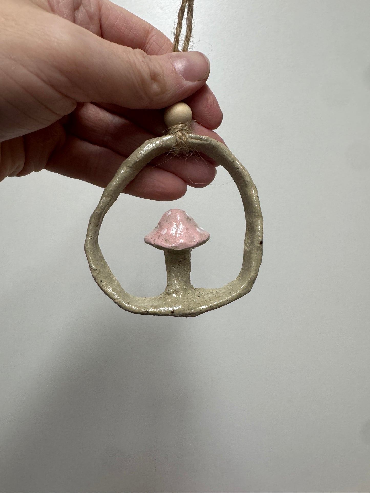 Ceramics - Pink Mushroom Wall Hanging