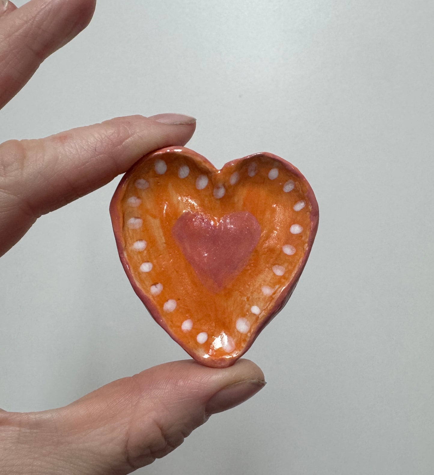 Ceramics - Orange and Pink Heart Dish