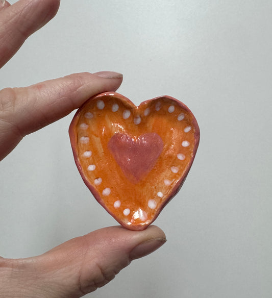 Ceramics - Orange and Pink Heart Dish