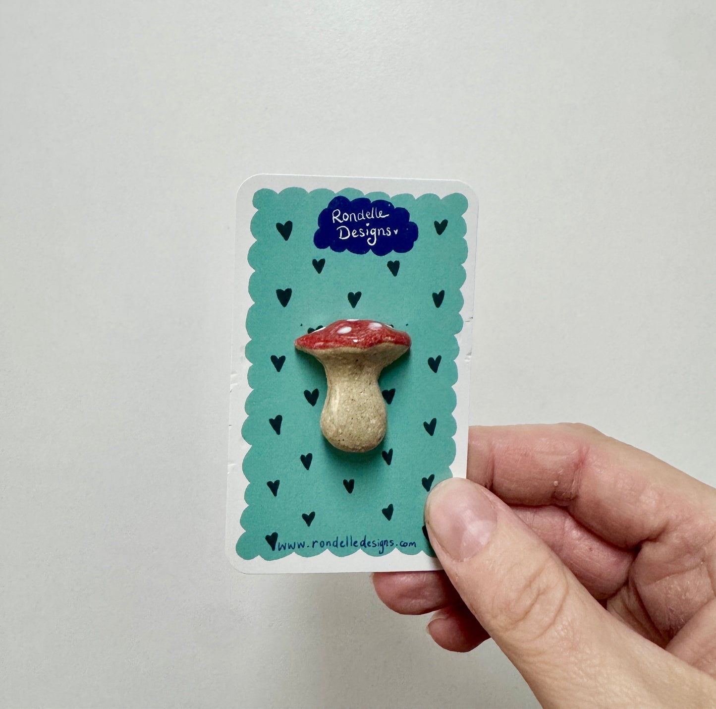 Ceramic Brooch - Mushroom Red