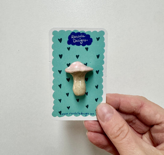 Ceramic Brooch - Mushroom Pink