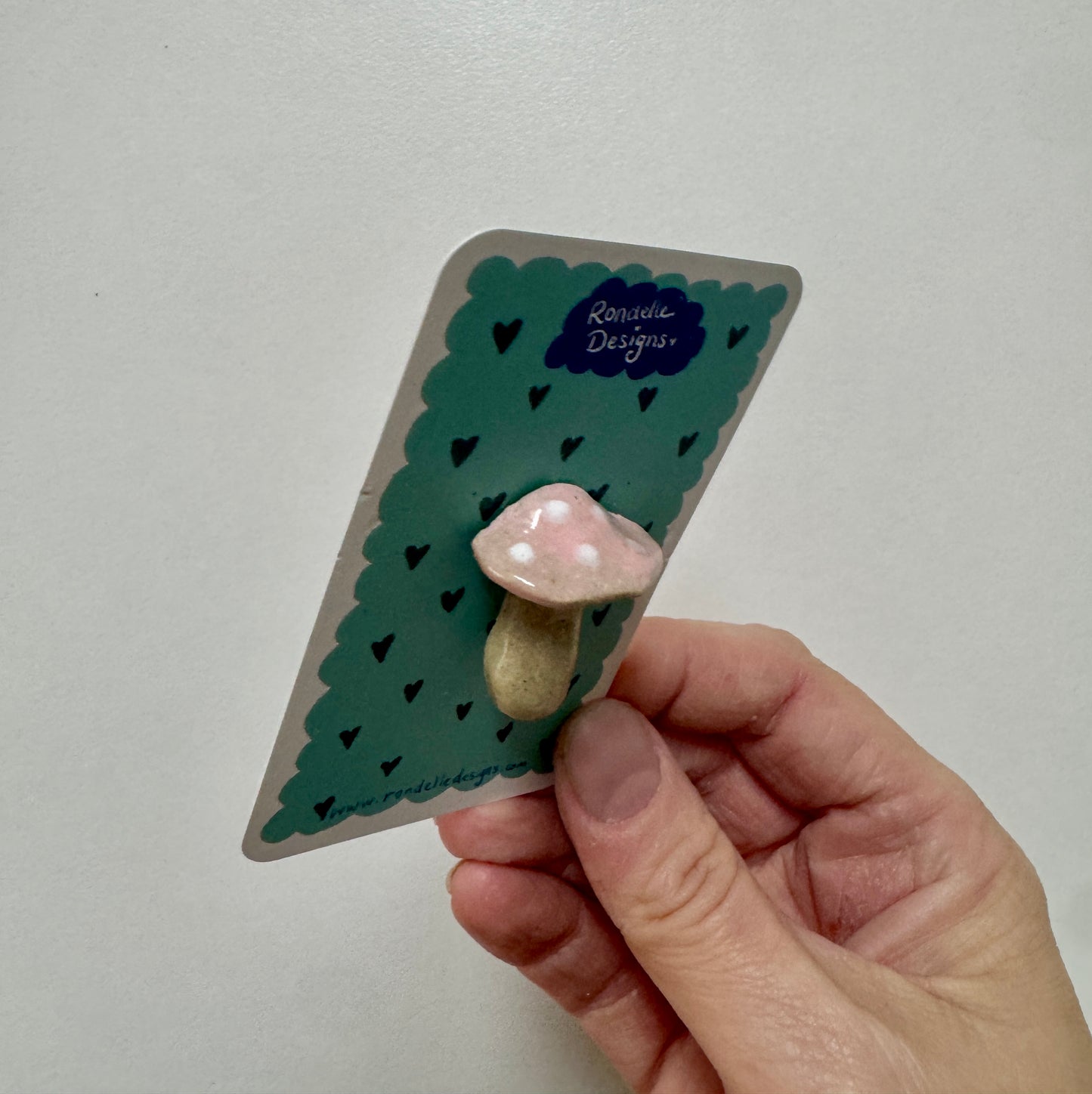 Ceramic Brooch - Mushroom Pink