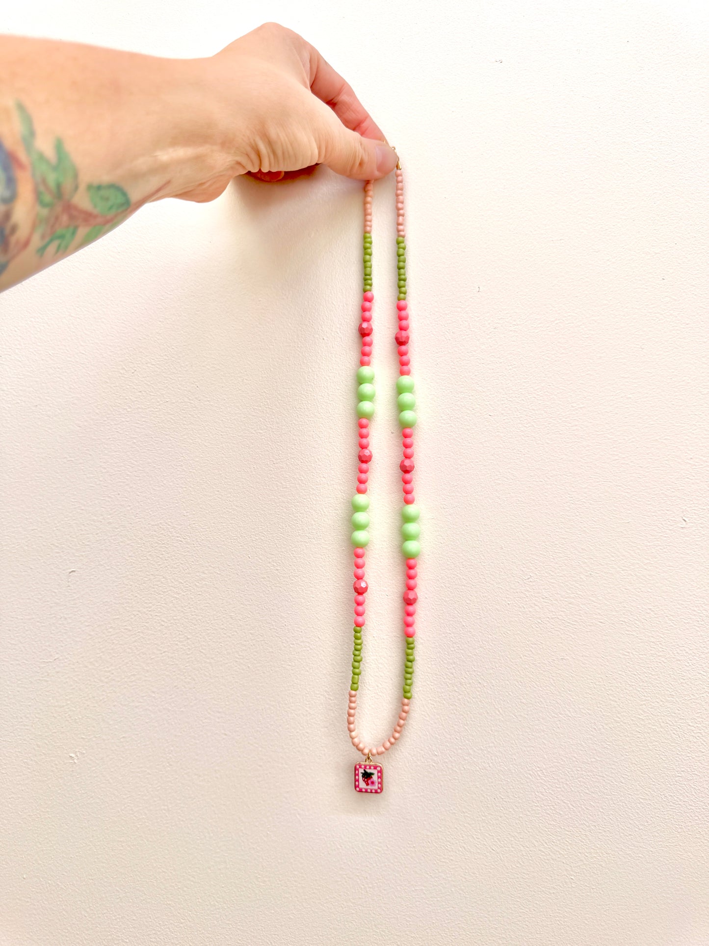 Handmade Beaded Strawberry Necklace