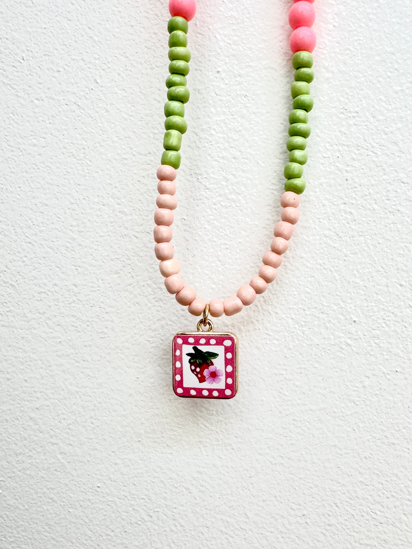 Handmade Beaded Strawberry Necklace