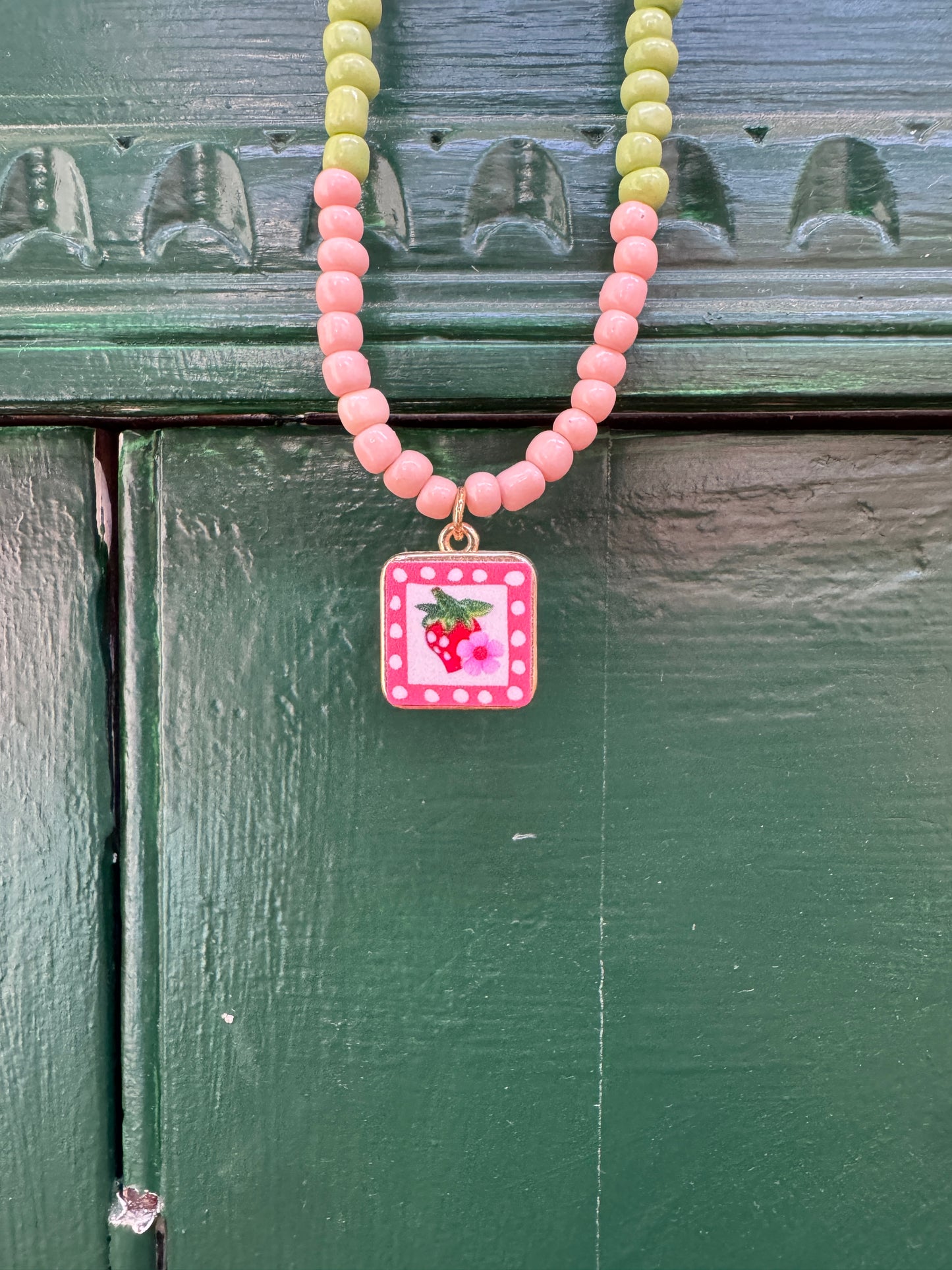 Handmade Beaded Strawberry Necklace