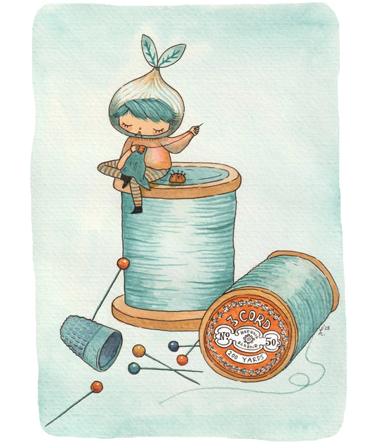 Hannakin Mini Art Print (A6) - Making a Mend
