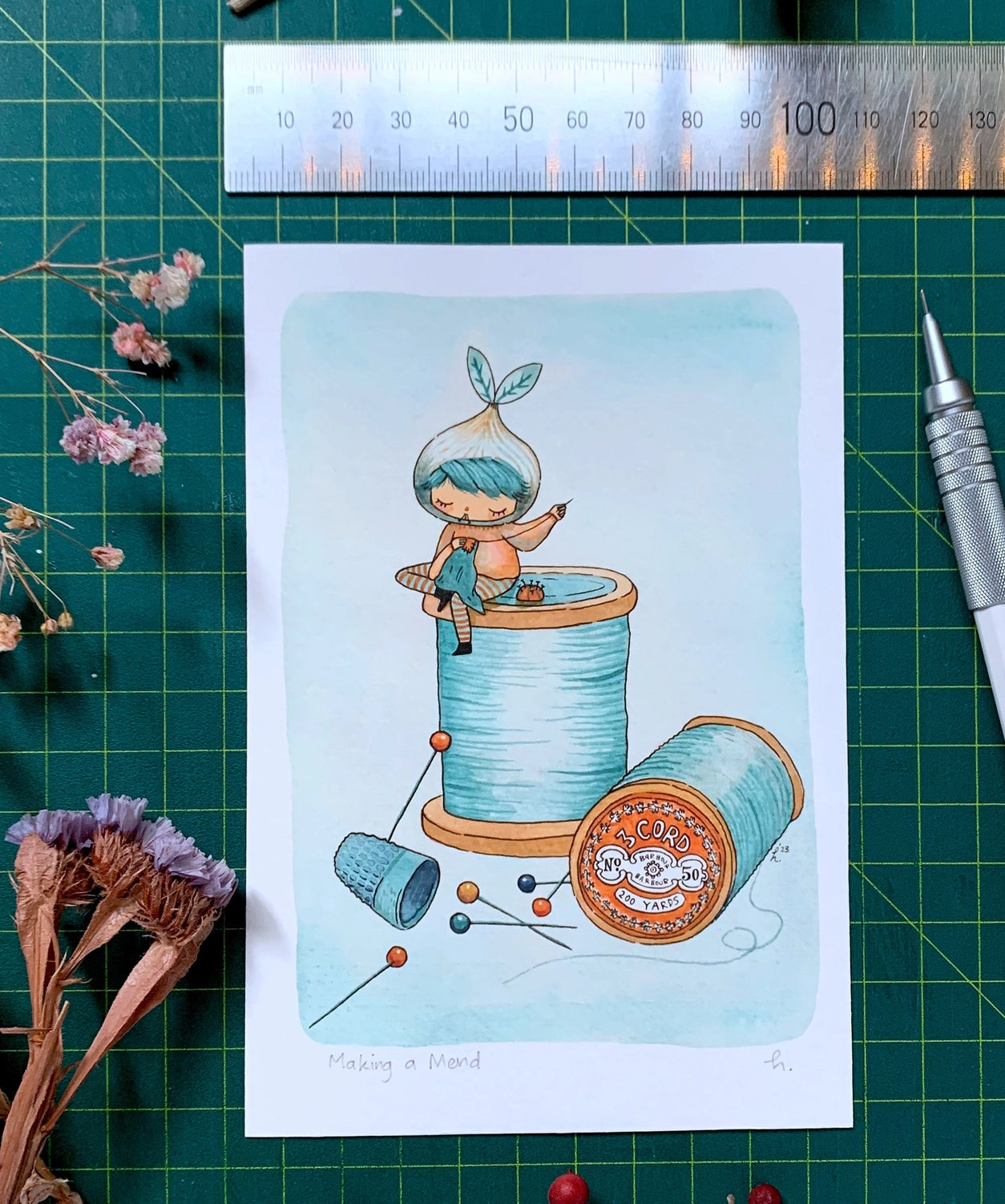 Hannakin Mini Art Print (A6) - Making a Mend
