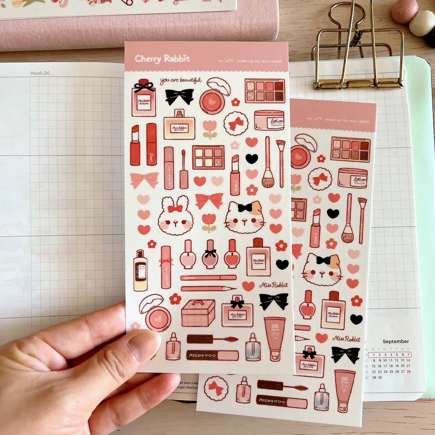 Cherry Rabbit Miss Rabbit Makeup Sticker Sheet No.079