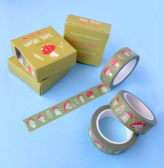 Hannakin Washi Tape - Mush Pals (Mustard)