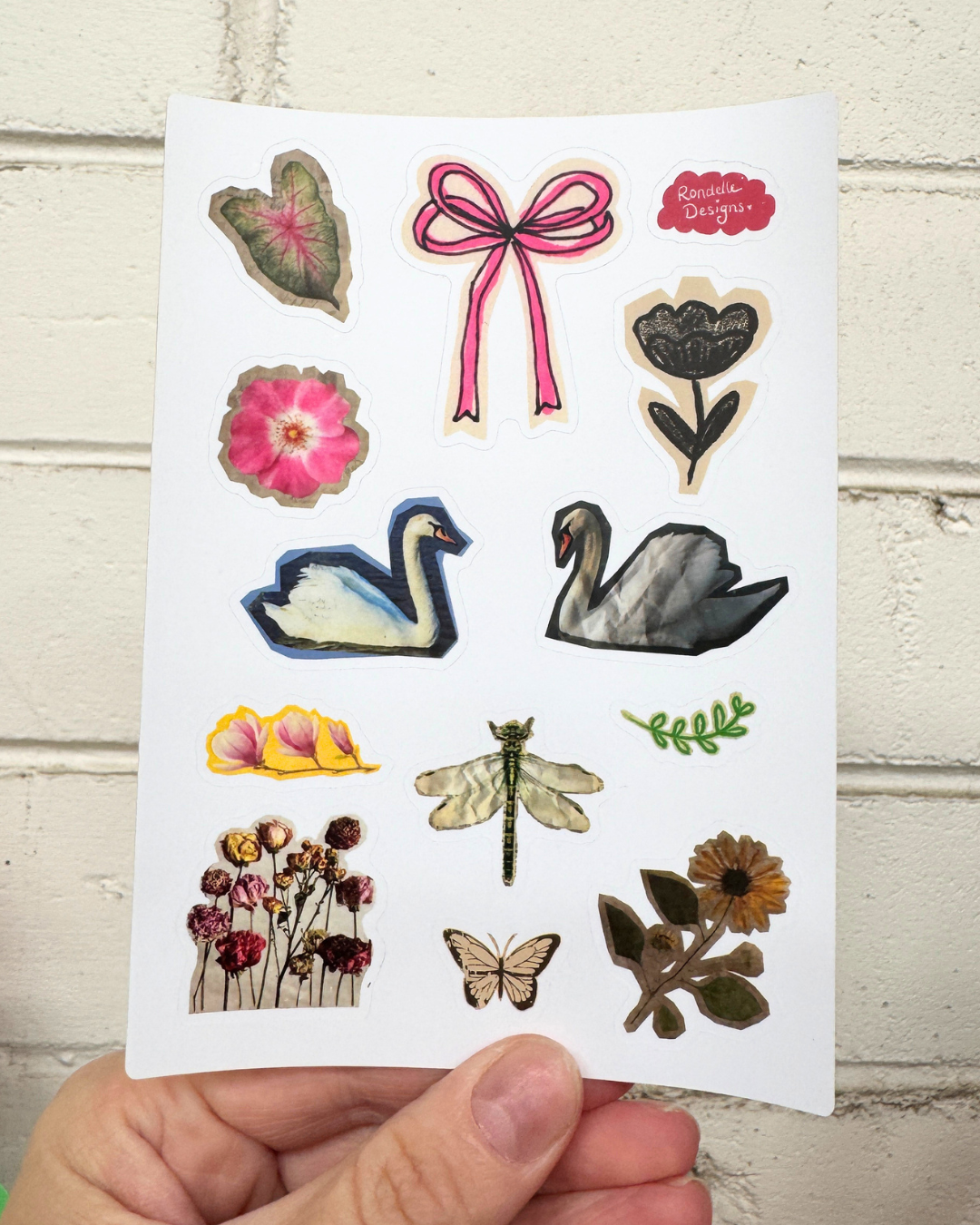 Nature Grunge Sticker Sheet A5 – Vintage Animals, Botanicals, Mixed Media