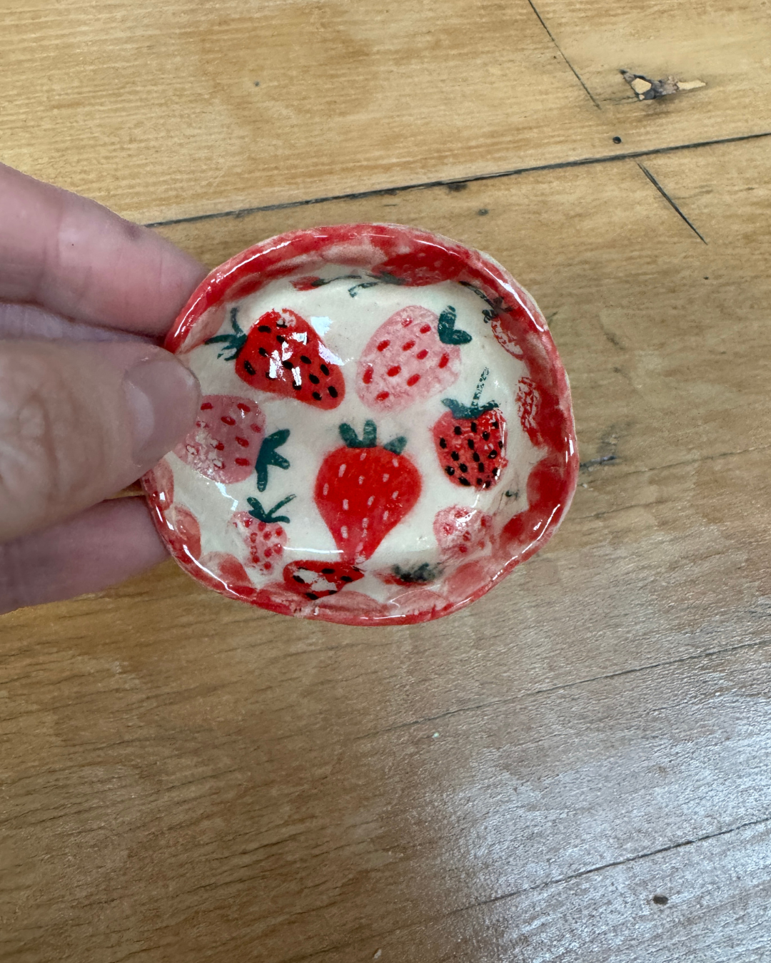 Small Strawberry Dish – Handbuilt Ceramic One-Off Piece