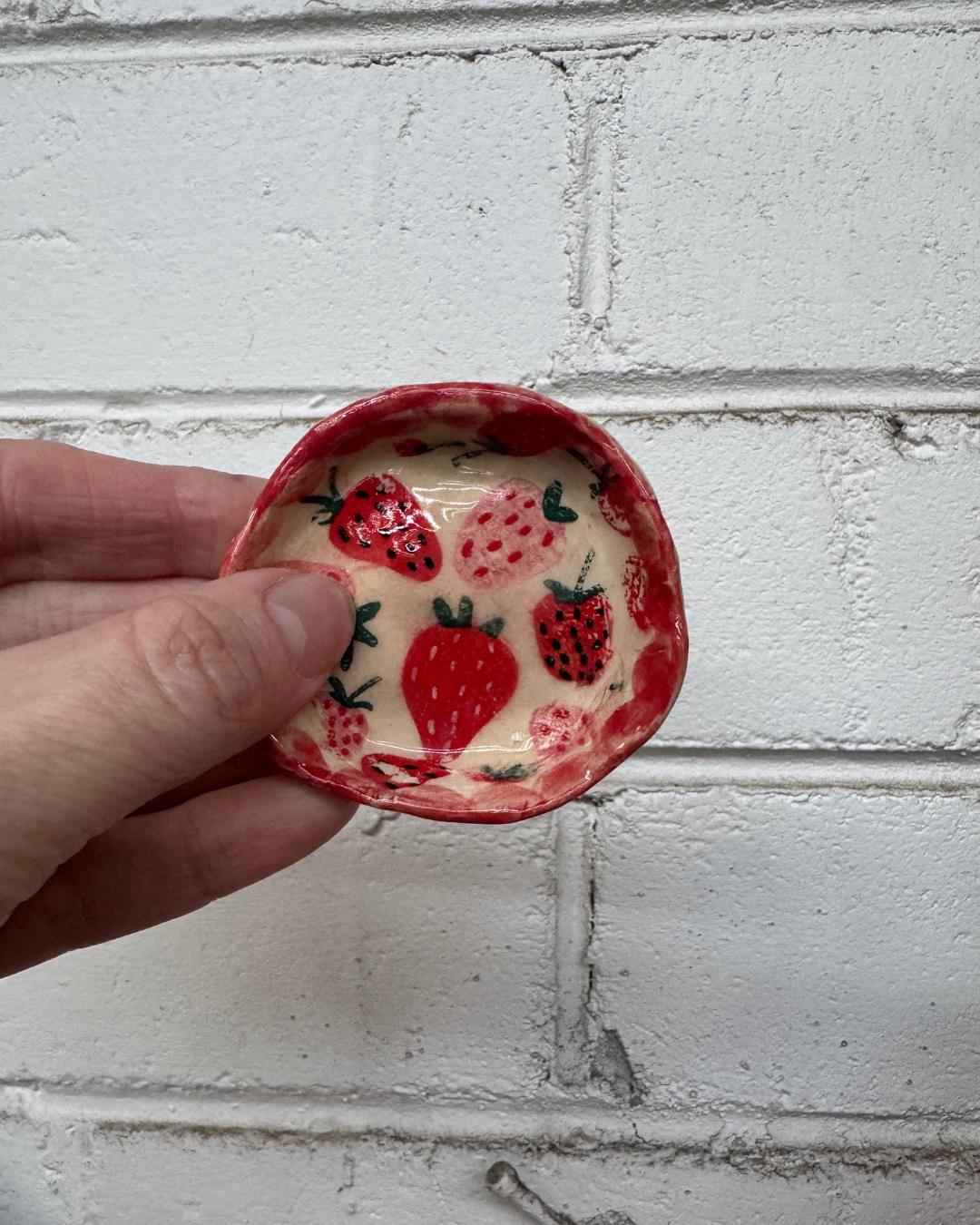 Small Strawberry Dish – Handbuilt Ceramic One-Off Piece