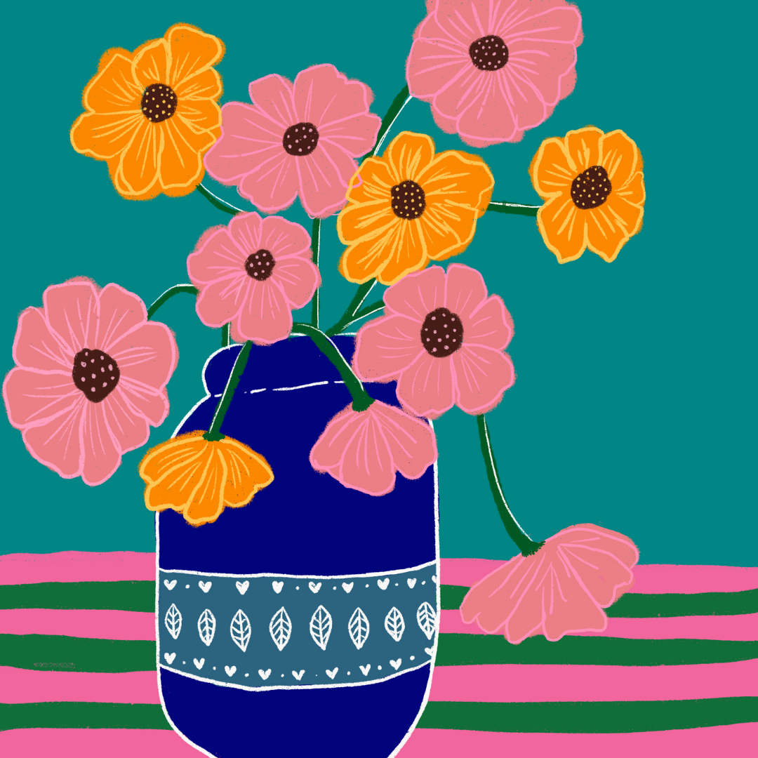 Greeting Card - Square Art Card Series - Blue Vase