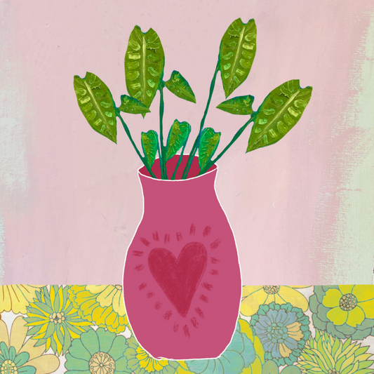 Greeting Card - Square Art Card Series - Heart Vase