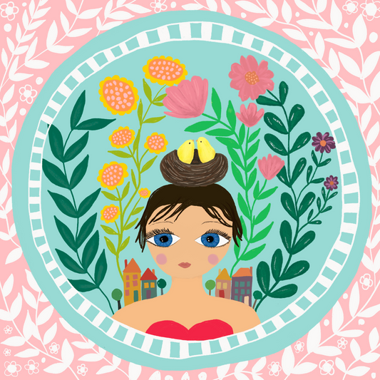 Greeting Card - Square Art Card Series - Just A Girl