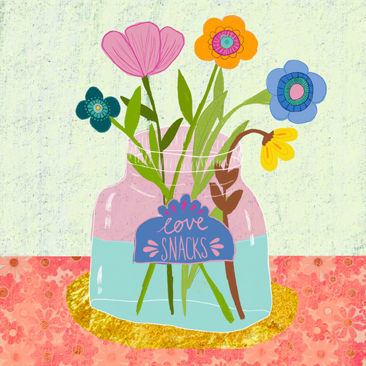 Greeting Card - Square Art Card Series - Love Snacks